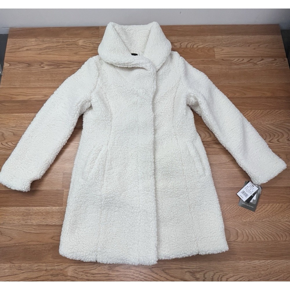 Cuddl Duds Sherpa Shawl Collar Women's Coat in Winter White Size Small NEW
